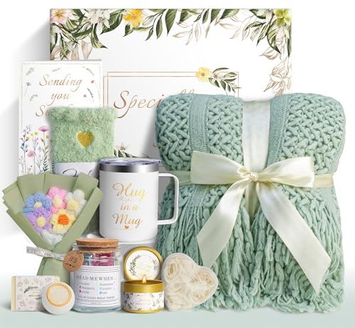 Sparkalyn Sage Green Spa Gift Basket for Women - Complete Self-Care & Comfort Set