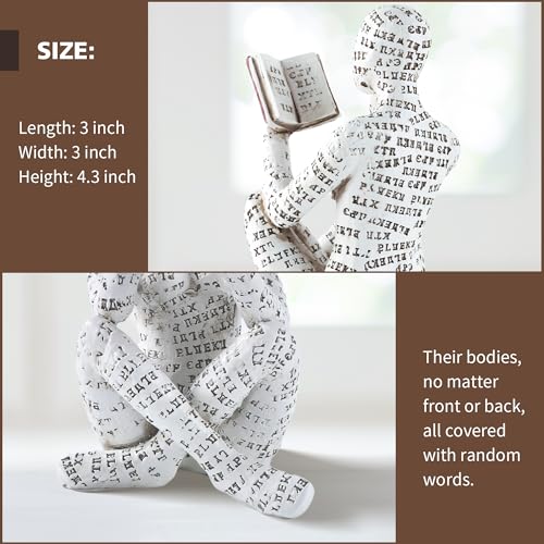 Abstract Reading Woman Thinker Statue Resin Sculpture for Home Decor