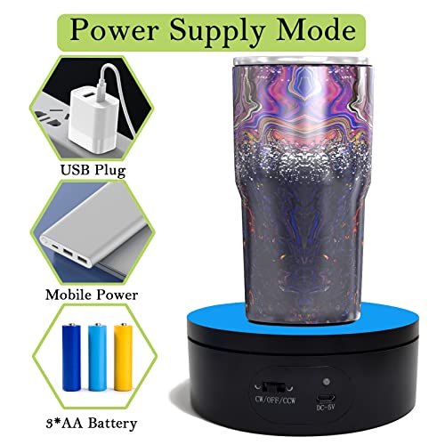 360-Degree Motorized Rotating Display Stand for Tumblers, 4.72-Inch