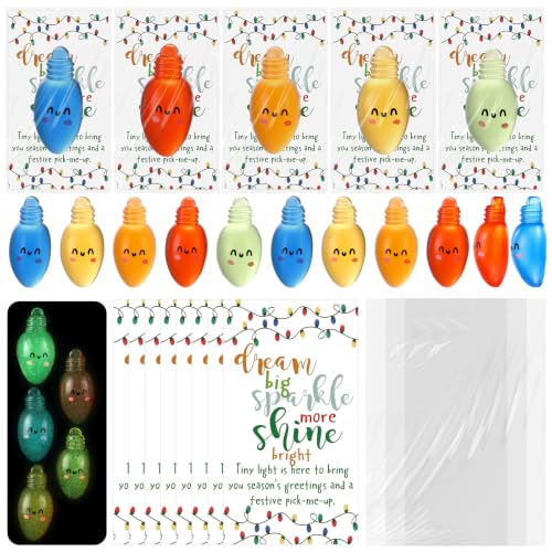 Wettarn 70‑Piece Emotional Luminous Christmas Bulb Gift Set, Multicolored Squeeze Stress Balls & Cards