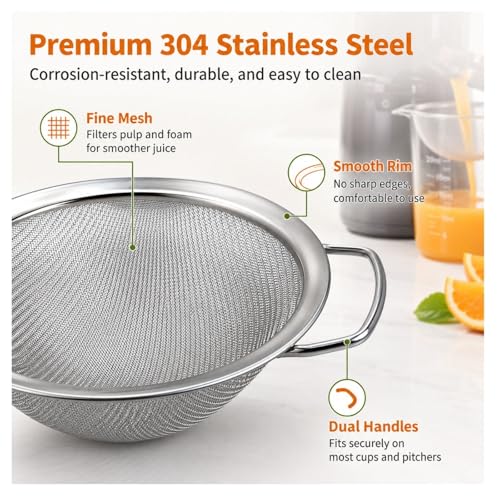 Fine Mesh Juice Strainer for Cold Press Juicer, 304 Stainless Steel Sieve