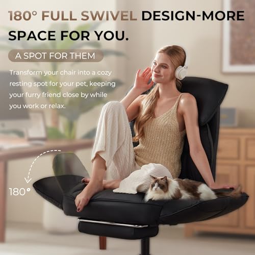 Reclining Cross Legged Office Chair with Pivoting Armrests & Pocket Spring