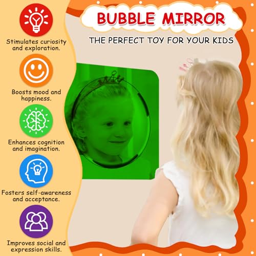 4PCS Sensory Wall Bubble Mirrors, 10x10 Inch Convex Acrylic Mirror Set