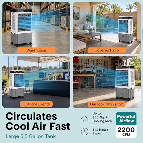 Portable Evaporative Air Cooler 2200 CFM 21L Tank with Remote Control