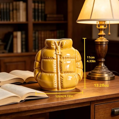 Puffer Jacket Shaped Ceramic Mug - Quilted Coat Design Coffee Cup, Novelty Drinkware