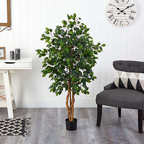 4 ft Artificial Triple Trunk Ficus Tree - Lifelike Faux Plant