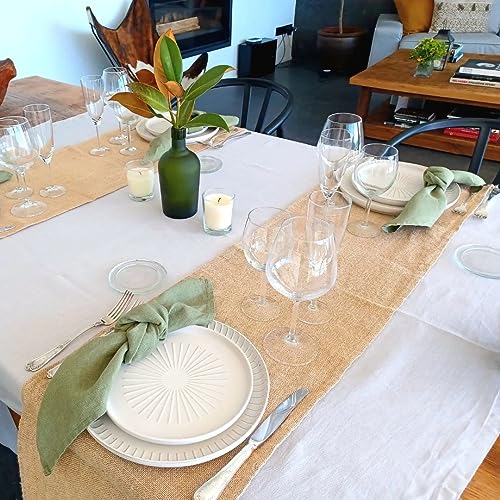 Khaki Burlap Table Runner 13 inch x 10 yards Rustic Jute Linens for Wedding & Party