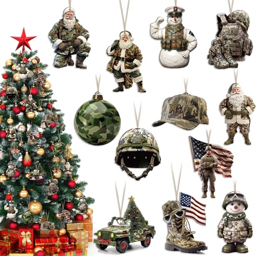 36 Pcs Marine Corps Christmas Ornaments Set with Strings - Patriotic Holiday Decor