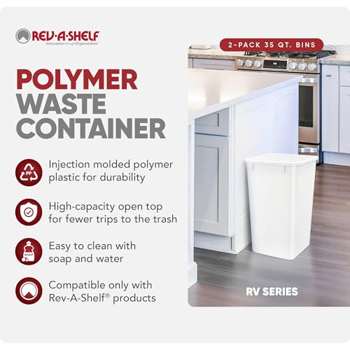 Double Pullout Kitchen Trash Can 35 Qt White Waste Bin