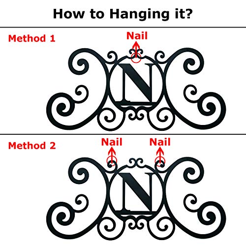 24-Inch Metal Monogram Letter - Wrought Iron Scrolled Wall Decor Sign