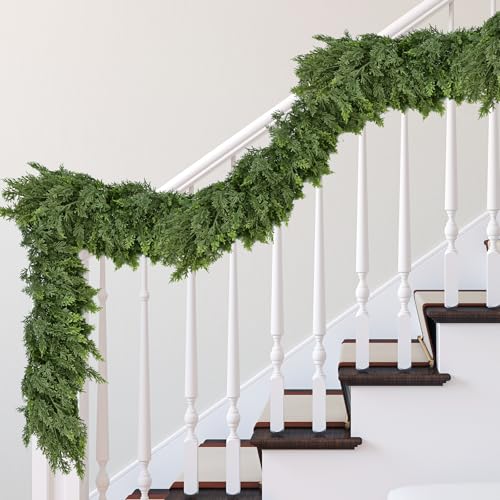 ZYTOP 9FT Artificial Cedar Garland Real Touch Greenery for Holiday Decor