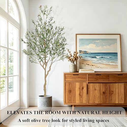 7ft Realistic Faux Olive Tree - Lifelike Artificial Indoor Plant