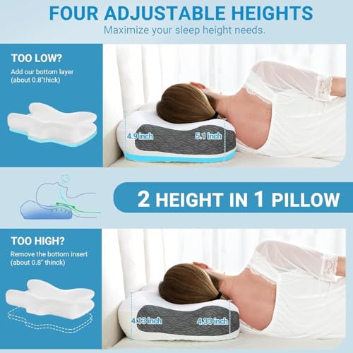 CPAP Pillow for Sleep Apnea Relief | Ergonomic Neck Support, Adjustable Height & Firmness