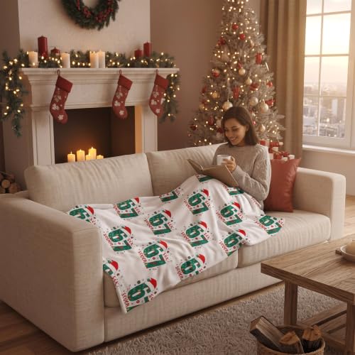 67 Meme Christmas Blanket 50x60 Inch Festive Flannel Throw for Holiday Decor