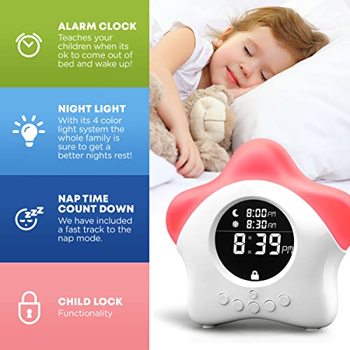 Kids Sleep Trainer Clock with Night Light and Alarm for Toddlers