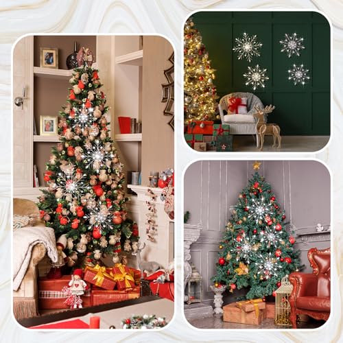 Hicarer 4-Pack Silver Metal Snowflake Wall Decor, 20/25/30 cm Christmas Hanging Art