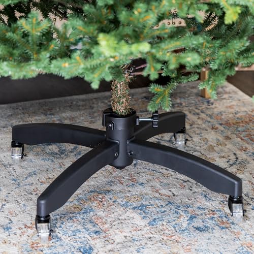 Universal Rolling Christmas Tree Stand with Locking Casters for Trees Up to 9ft