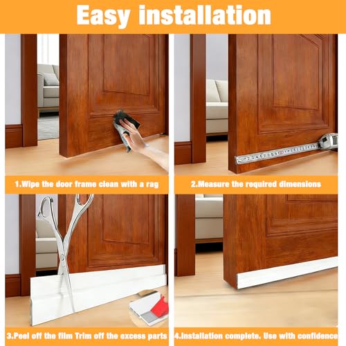 Door Draft Stopper 2 Pack - Silicone Under Door Sweep, 2" x 39" (White)