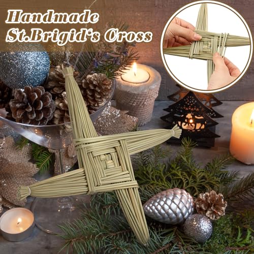 St. Brigid's Wall Cross 8-Inch Handcrafted Irish Straw Protection Decor