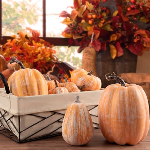 16-Piece Artificial Terracotta Pumpkin Set for Fall Harvest Decor