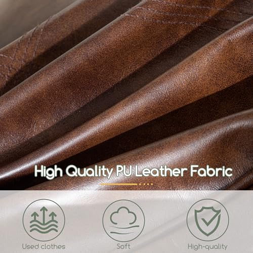 Square PU Leather Pouf Ottoman - 20x14 Inch Footrest Foot Stool