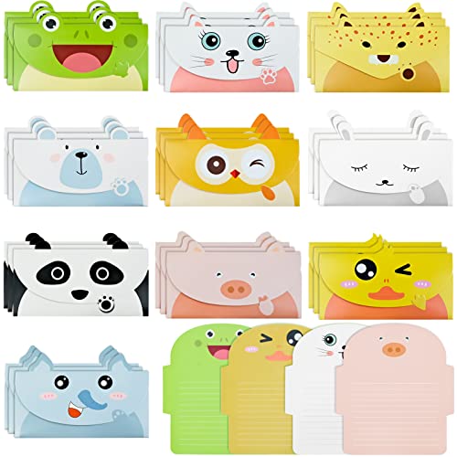 30 PCS Cartoon Animal Thank You Cards & Foldable Envelopes for Kids Party