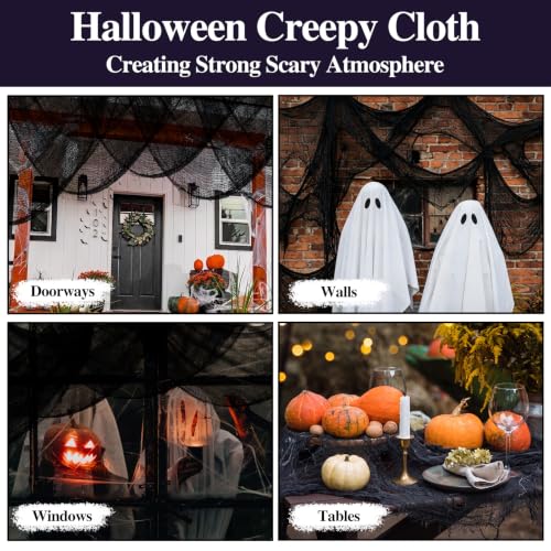6-Pack Black Halloween Creepy Cloth Decor (30 x 75 in) - Spooky Gauze
