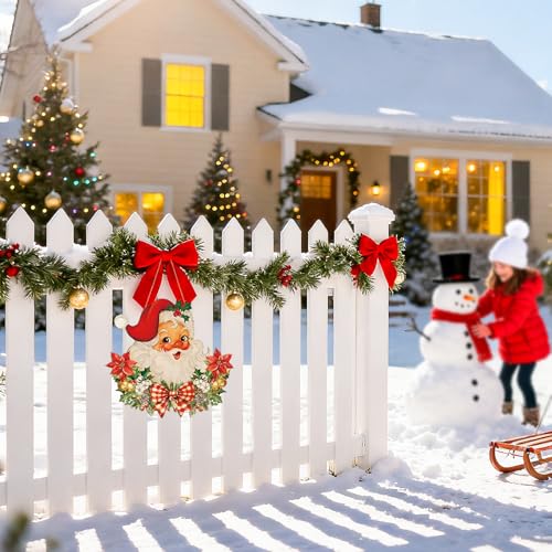 Sophena Santa Wooden Christmas Door Wreath Large - Welcome Holiday Decor