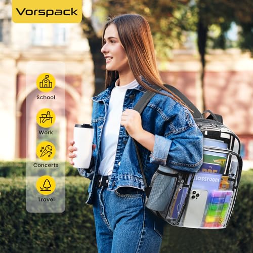 16-Inch Large Clear Backpack - Heavy Duty Transparent School Bookbag