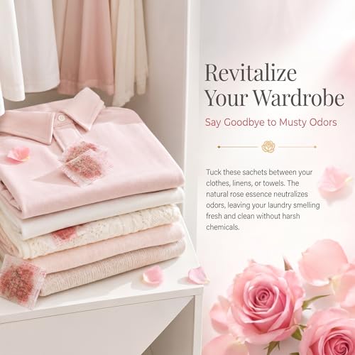 100-Pack Rose Scented Sachets for Drawers and Closets - Fabric-Safe Freshener