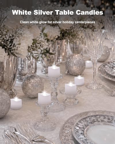 Homemory 24-Pack Flameless Tea Lights Candles – Cool White, White Body, 200+ Hours