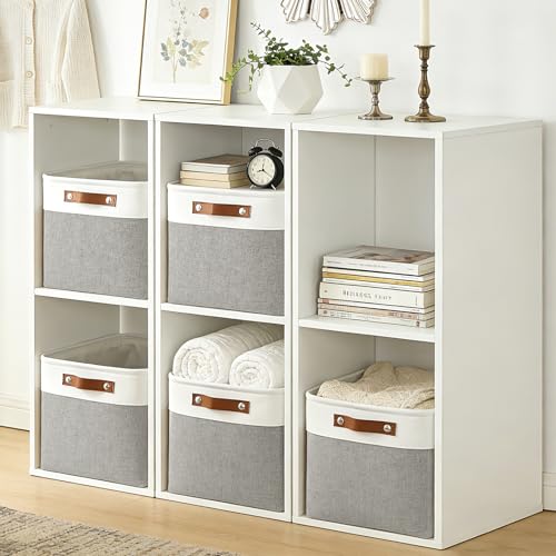 Large Fabric Storage Baskets 3 Pack for Shelves and Closets Grey