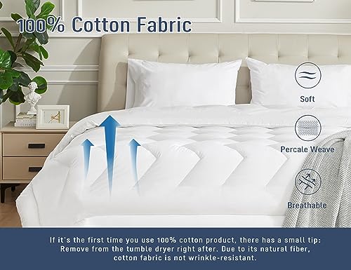 100% Cotton Percale Pillowcases - Standard/Queen Size, Set of 2, White