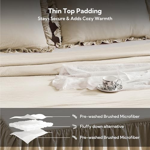 MR&HM Shabby Chic Microfiber Bedspread Set - 30" Ruffle Drop Skirt