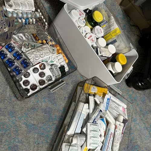 4-Tier Portable Medicine Storage Box with Removable Tray and Handle