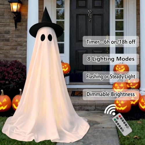 Light-Up Outdoor Halloween Ghost Decorations with Remote Control (Set of 2)
