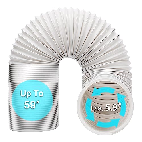 Portable AC Exhaust Hose 5.9 Inch Diameter 59 Inch Length Flexible Vent