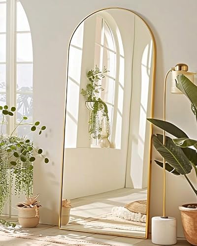 58" x 19" Arched Full Length Floor Mirror, Shatterproof Standing Body Mirror