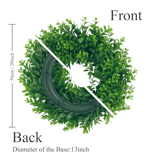 17-Inch Artificial Boxwood Wreath for Front Door, Spring & Summer Decor