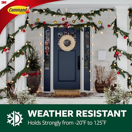 Damage-Free Outdoor Wall Hooks with Weather Resistant Strips - 2 Pack