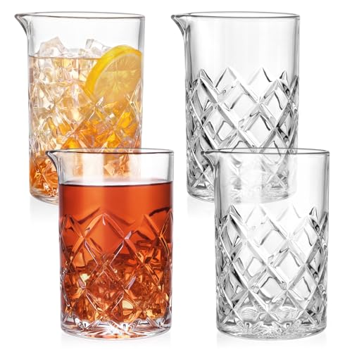 GOSDENG 4 Pack Clear 24oz Cocktail Mixing Glasses for Bar & Party