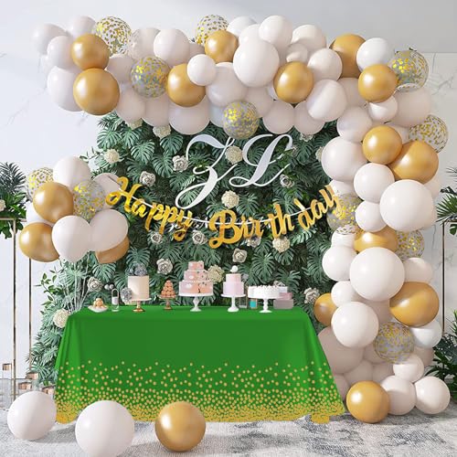 Ammbeetty 8 Packs Green Gold Plastic Table Cloth 54 x 108 Inch for Parties