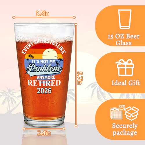 Retired 2026 Beer Glass - Funny Retirement Gift for Men