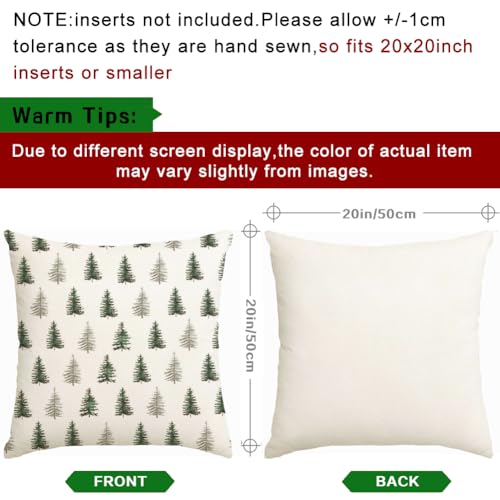 RABUSOFA Green Christmas Tree Pillow Covers 20x20in Set of 2 - 100% Polyester