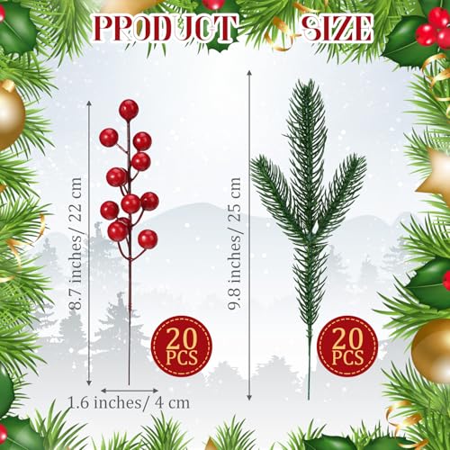 Norme 40 Pcs Christmas Floral Pick Set - Elegant Style for Gift Wrapping