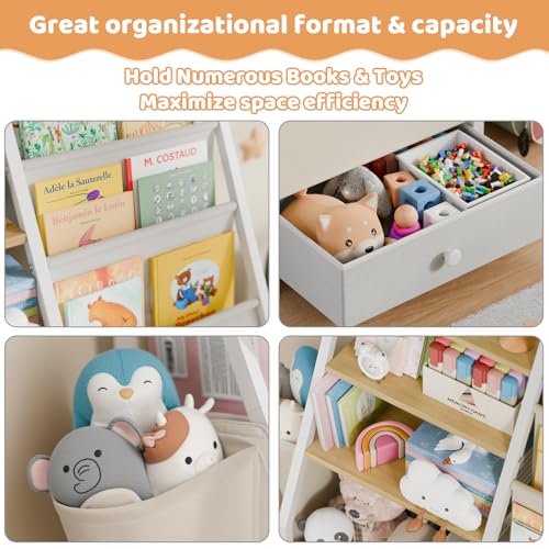 Kids Bookshelf and Toy Organizer - Toddler Montessori Bookcase