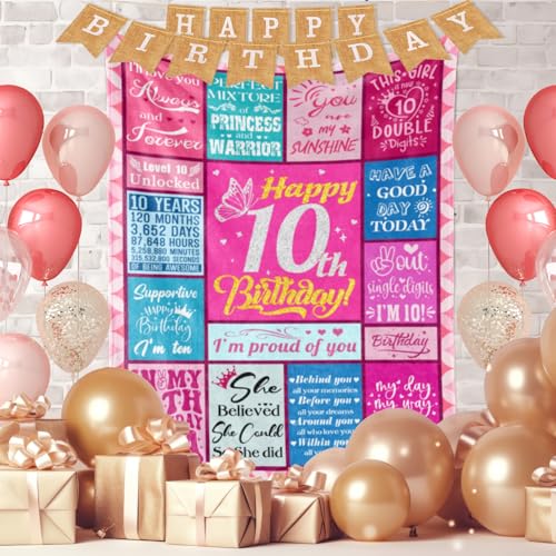 10th Birthday Gift Blanket for Girls - 50" x 60" Soft Keepsake Throw