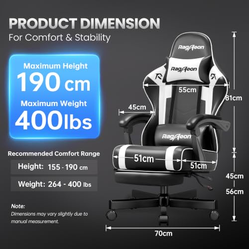Ergonomic Gaming Chair for Adults - Wide PU Leather PC Desk Chair (400 lbs)