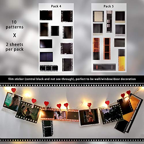 Retro Film Strip Stickers - 5 Pack Camera Photo Border Decals