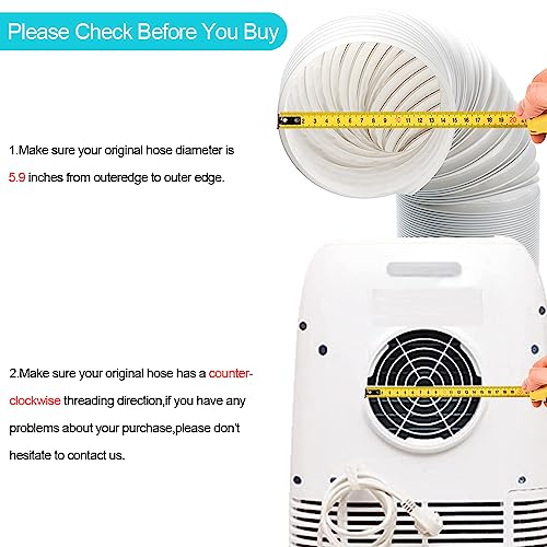 Portable AC Exhaust Hose 5.9 Inch Diameter 59 Inch Length Flexible Vent